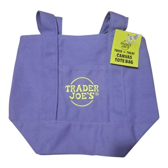 Trader Joe's NWT Ltd Ed Halloween Mini Canvas Collectible Tote, Purple - Picture 4 of 4